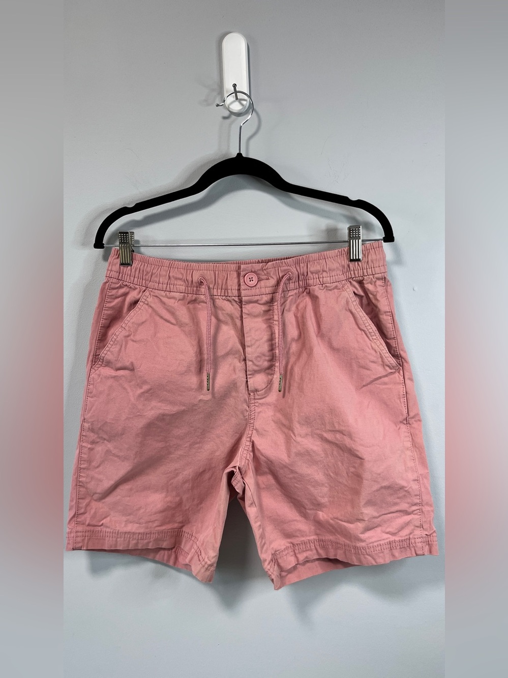 Denim&Co Men’s Pink Flat Front Drawstring Shorts Size Small